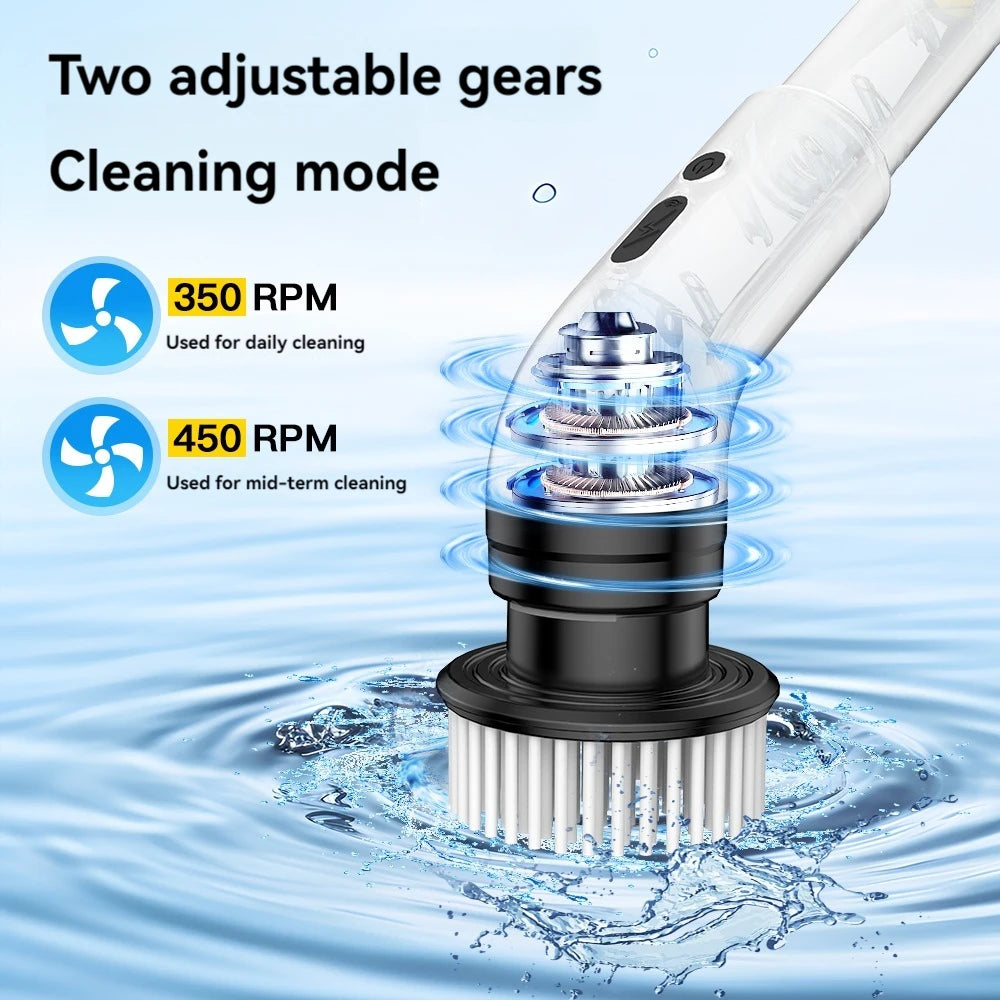 Electric Cleaning Brush 9-In-1 Wireless Telescopic Handheld Household Kitchen Floor Bathroom 9 Head Cleaning Scrubber