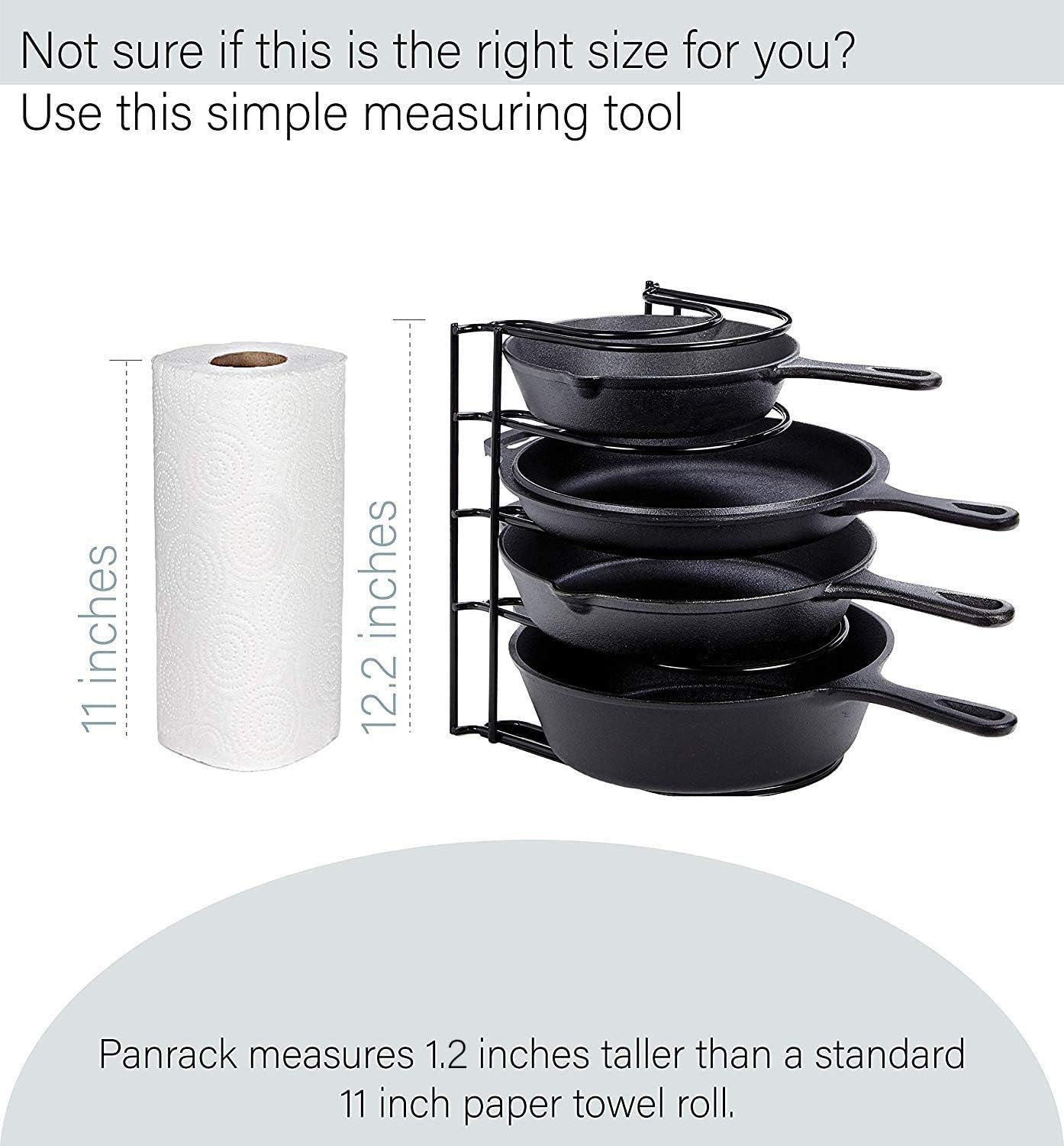Heavy Duty Pots and Pans Organizer Rack - 12.2"-Inch Tall - 5 Tier Rack - Holds 50 LB - Cast Iron Skillets, Griddles, Shallow Cookware - Space Saving Kitchen Storage - No Assembly Required