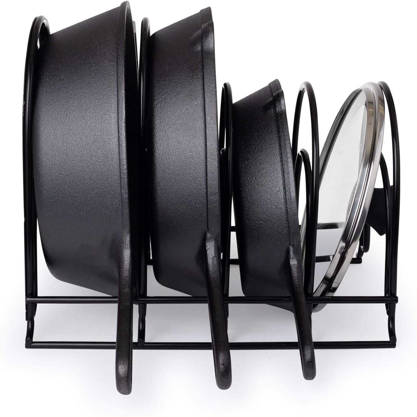 Heavy Duty Pots and Pans Organizer Rack - 12.2"-Inch Tall - 5 Tier Rack - Holds 50 LB - Cast Iron Skillets, Griddles, Shallow Cookware - Space Saving Kitchen Storage - No Assembly Required