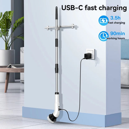 Electric Cleaning Brush 9-In-1 Wireless Telescopic Handheld Household Kitchen Floor Bathroom 9 Head Cleaning Scrubber